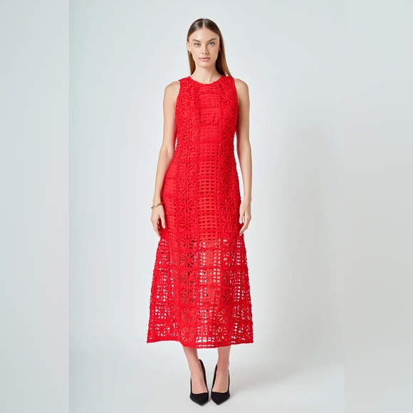 ENDLESS ROSE TEXTURED SLEEVELESS MAXI DRESS RED Size Small New With Tags - Picture 1 of 9